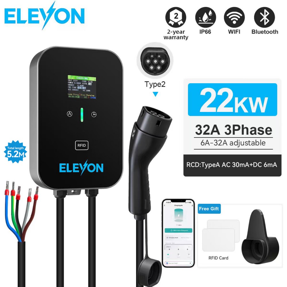 Ev Charger Type 2 22Kw 32A 3 Phase - Stasiun Pengisian Daya EV ELEVON 22KW